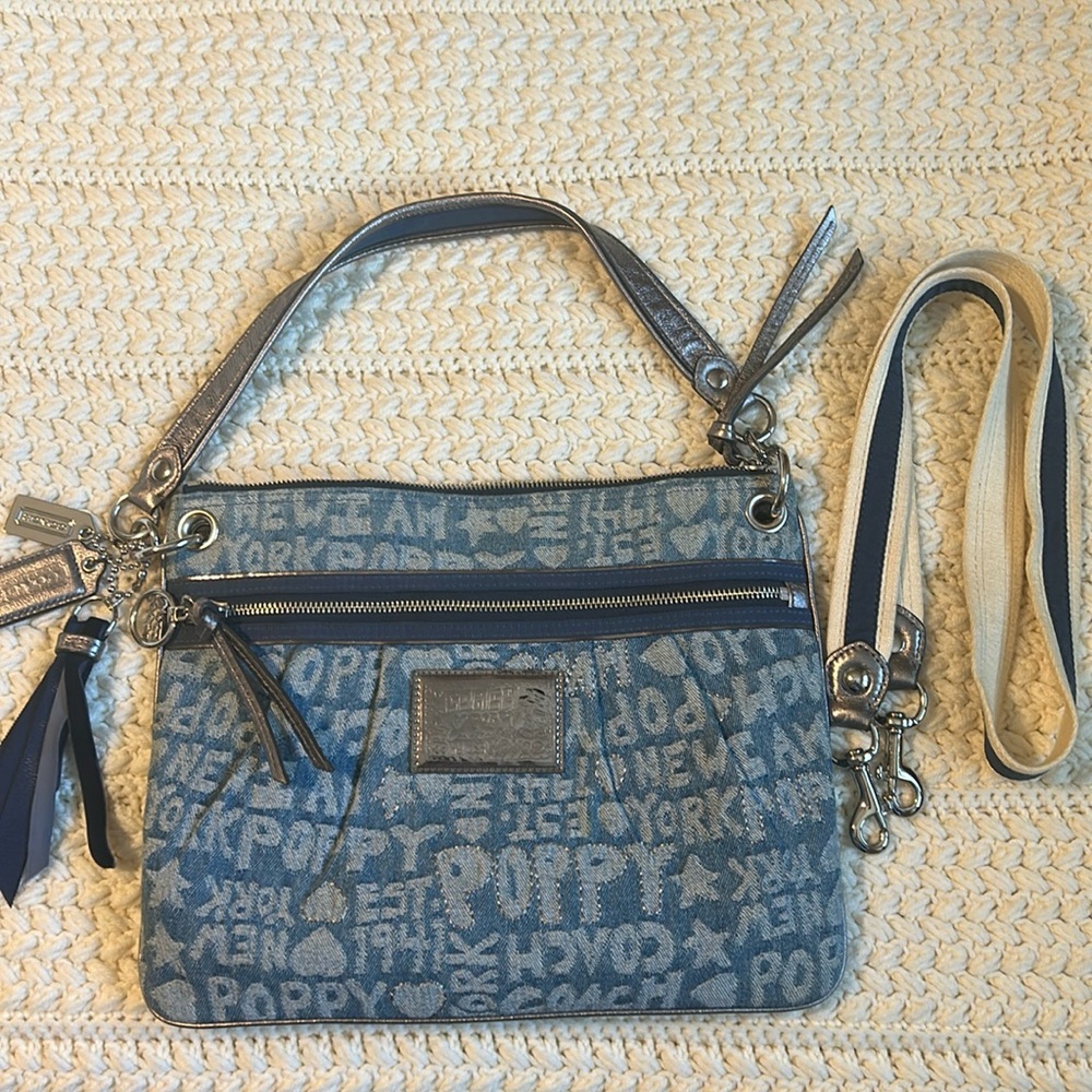 COACH Poppy blue denim crossbody